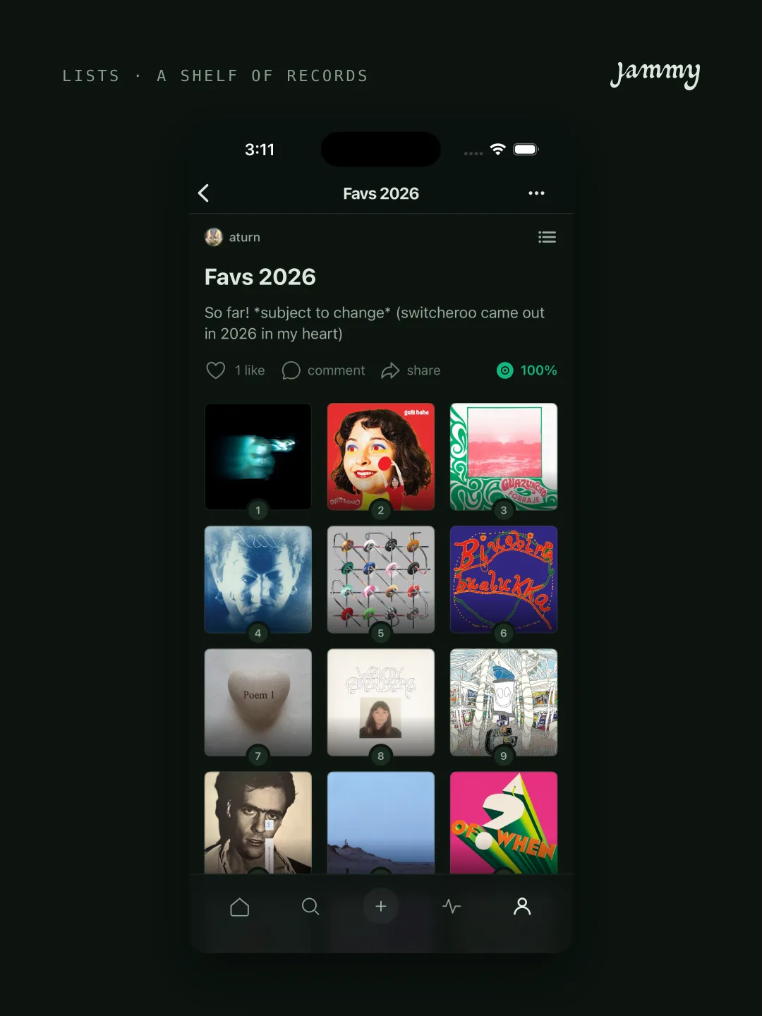 A ranked list of favorite albums of 2026
